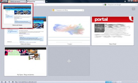 A navegação entre guias é fácil e ainda oferece uma pré-visualização da página.
